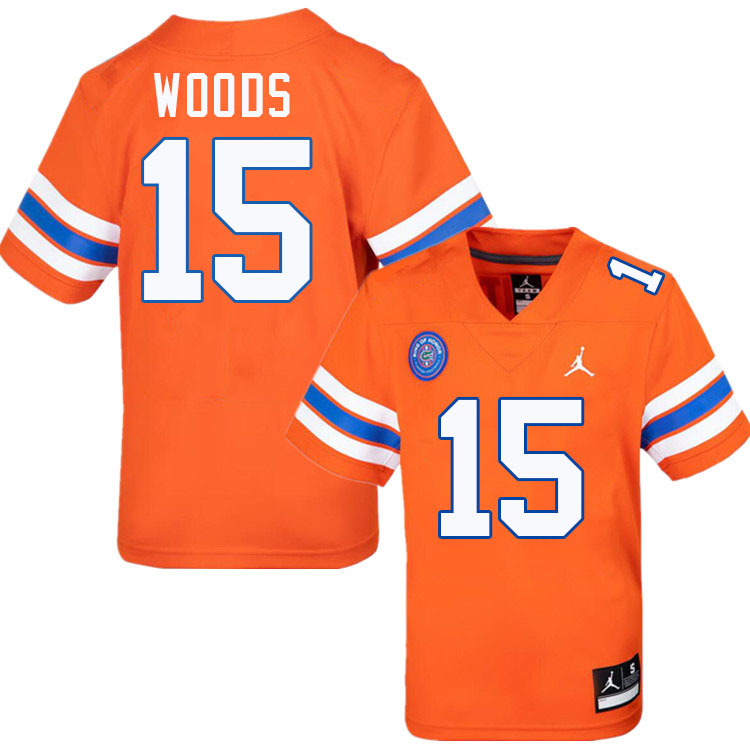 #15 Jayden Woods Gators Jersey,Florida Gators College Football Jerseys Stitched-Throwback Orange